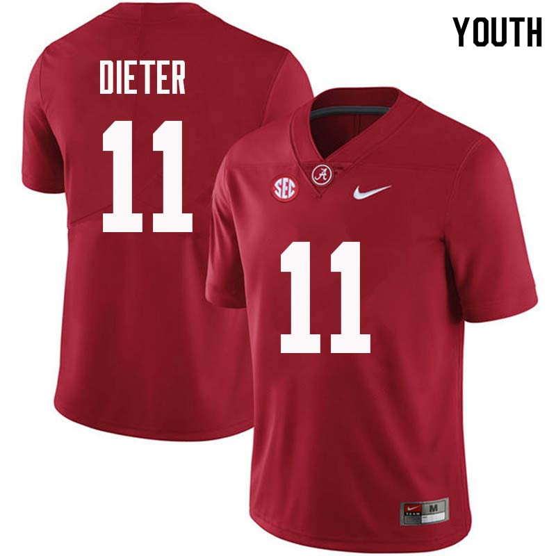 Youth #11 Gehrig Dieter Alabama Crimson Tide College Football Jerseys Sale-Crimson